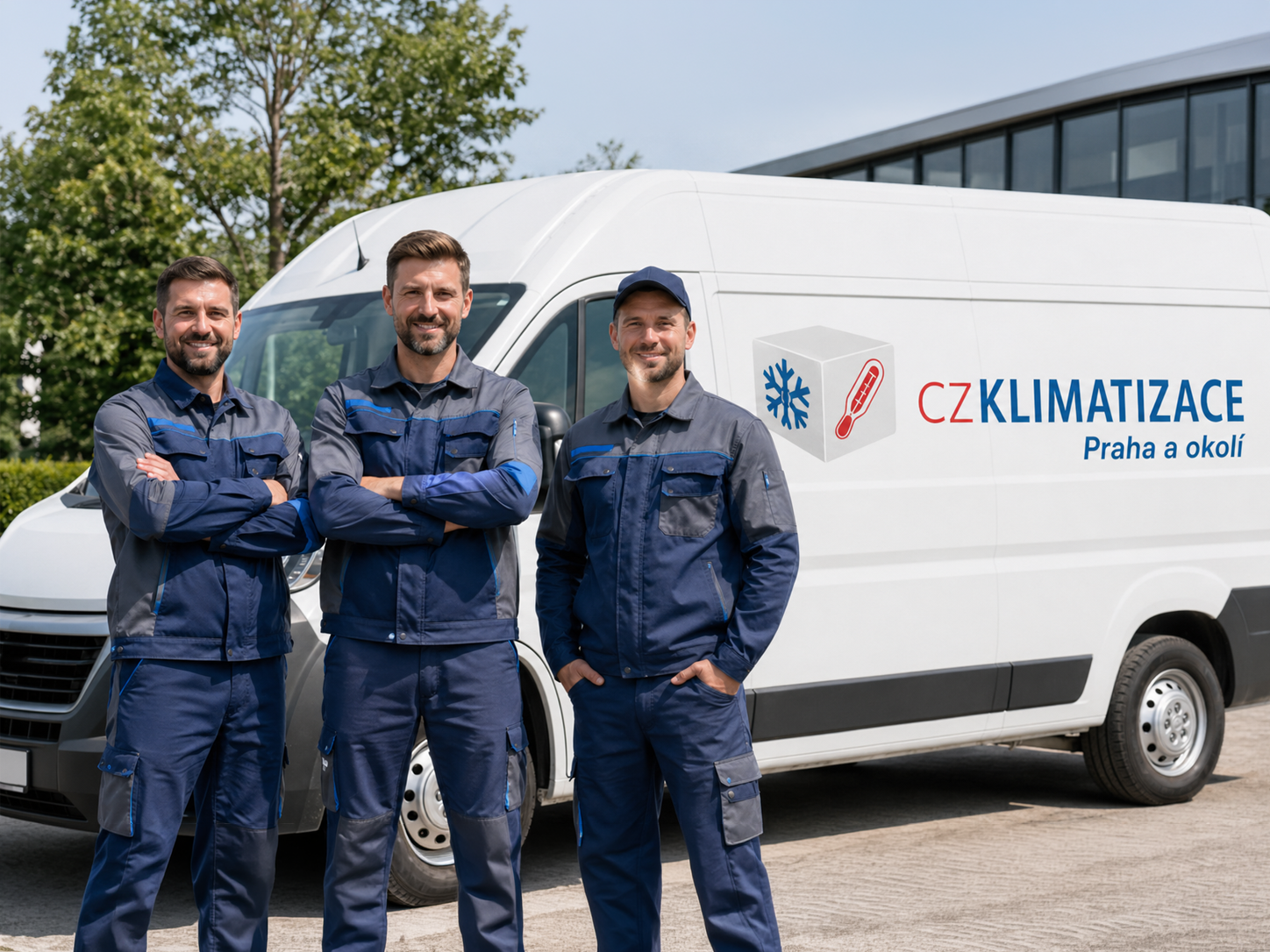 Tým techniků CZ Klimatizace před firemní dodávkou